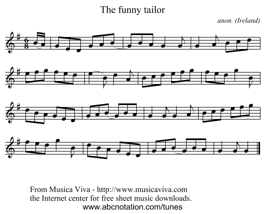 The funny tailor - staff notation