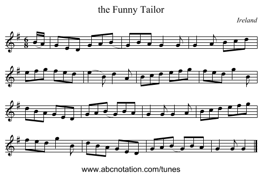 the Funny Tailor - staff notation