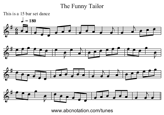 The Funny Tailor - staff notation