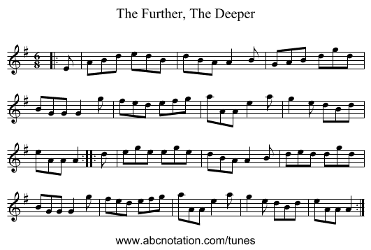 The Further, The Deeper - staff notation