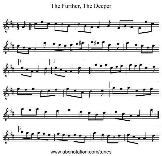 The Further, The Deeper - staff notation