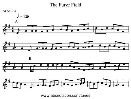 The Furze Field - staff notation