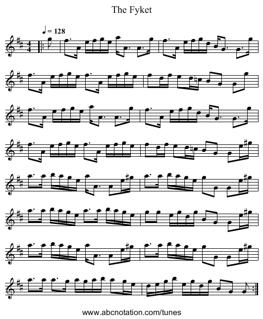 The Fyket - staff notation