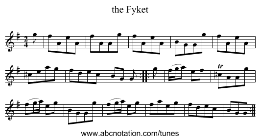 the Fyket - staff notation