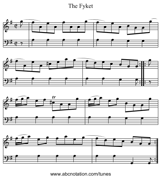 The Fyket - staff notation