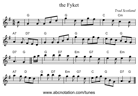 the Fyket - staff notation