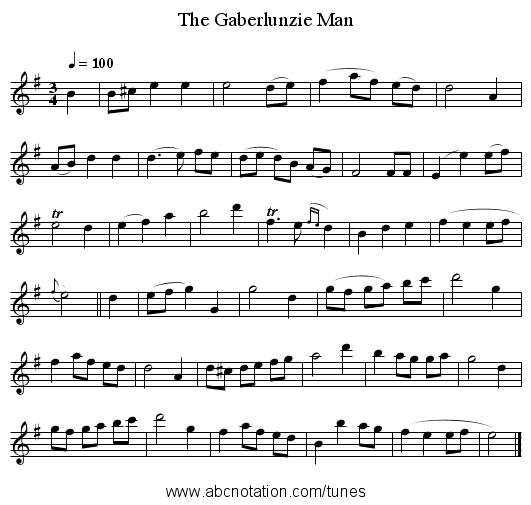 The Gaberlunzie Man - staff notation