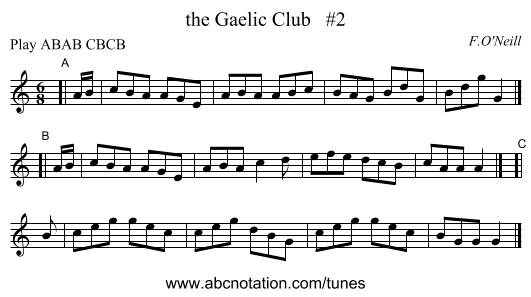the Gaelic Club   #2 - staff notation