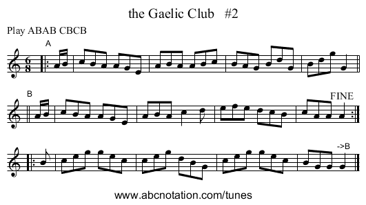 the Gaelic Club   #2 - staff notation
