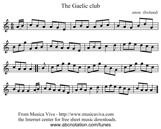 The Gaelic club - staff notation