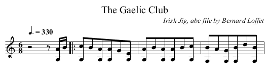 The Gaelic Club - staff notation