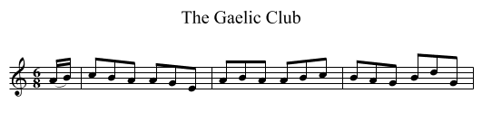 The Gaelic Club - staff notation