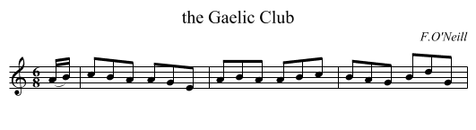 the Gaelic Club - staff notation