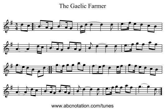 The Gaelic Farmer - staff notation