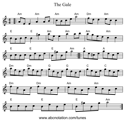 The Gale - staff notation