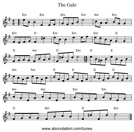 The Gale - staff notation