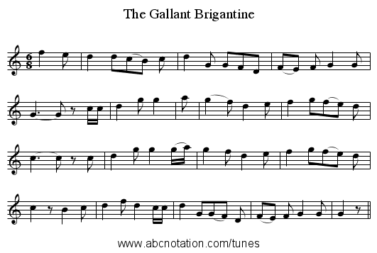 The Gallant Brigantine - staff notation