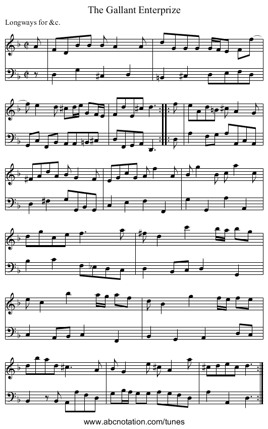 The Gallant Enterprize - staff notation