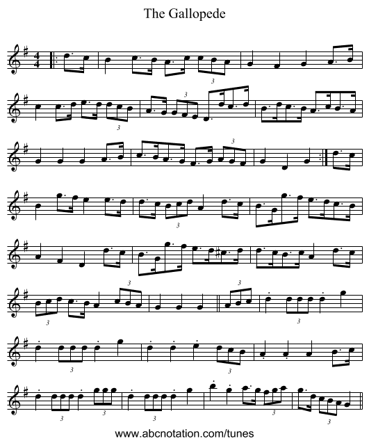 The Gallopede - staff notation