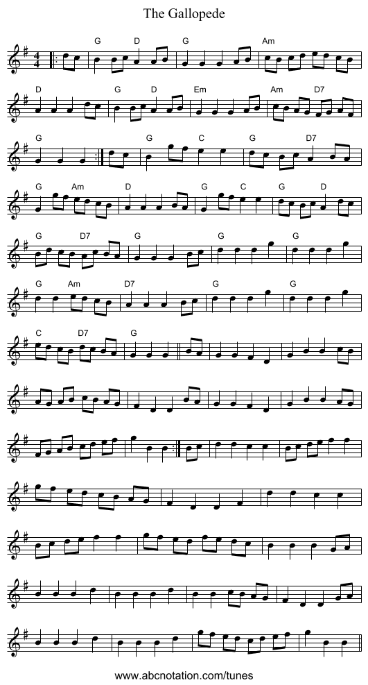The Gallopede - staff notation