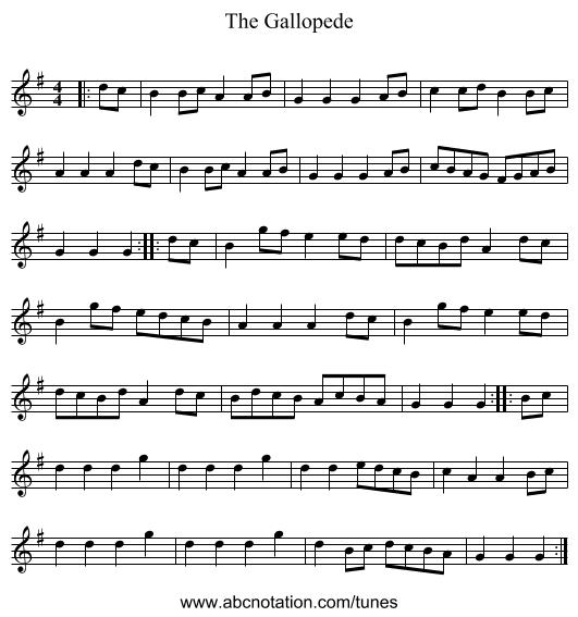 The Gallopede - staff notation