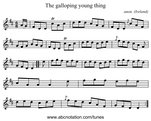 The galloping young thing - staff notation