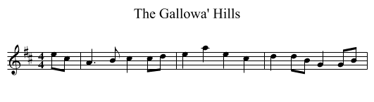 The Gallowa' Hills - staff notation