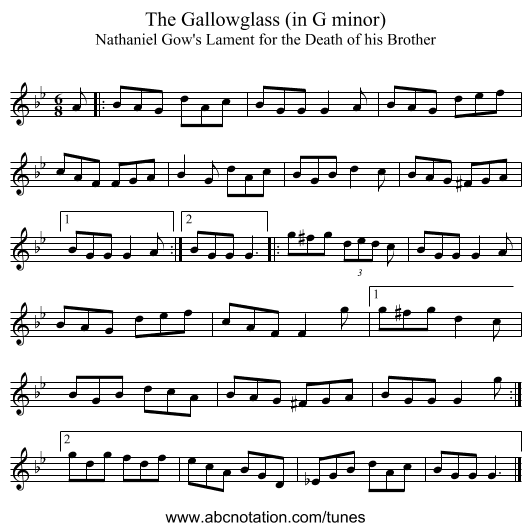 The Gallowglass (in G minor) - staff notation