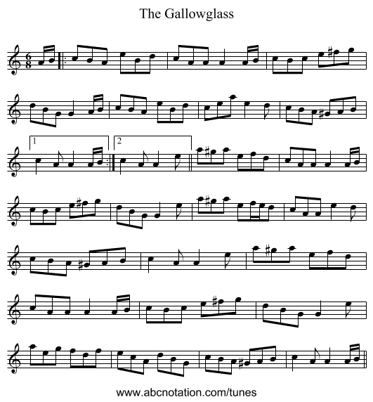 The Gallowglass - staff notation