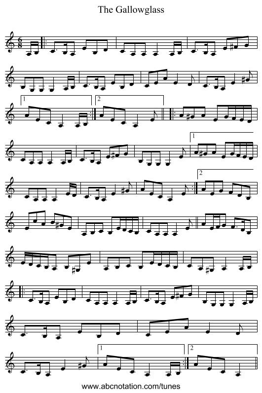 The Gallowglass - staff notation