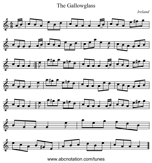 The Gallowglass - staff notation