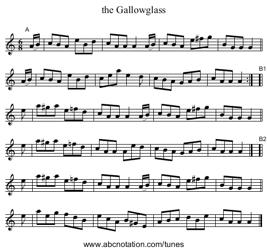 the Gallowglass - staff notation