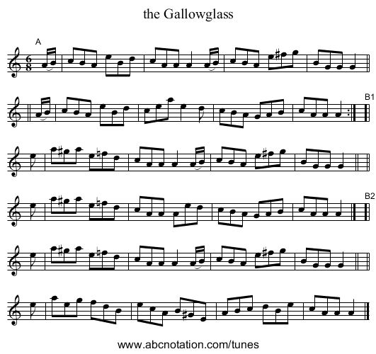 the Gallowglass - staff notation