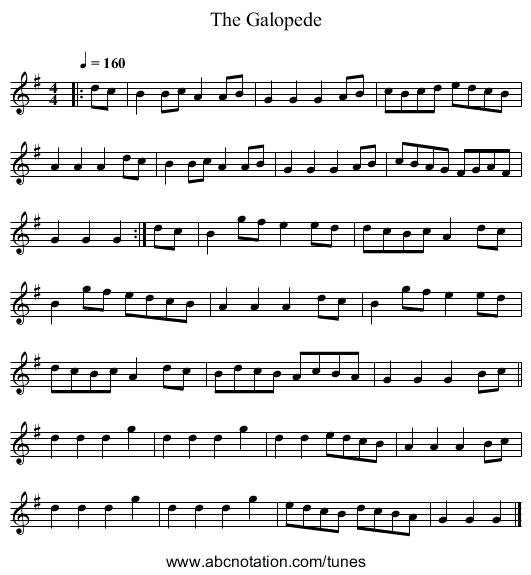 The Galopede - staff notation