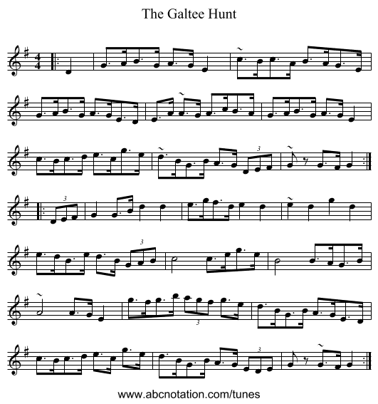The Galtee Hunt - staff notation