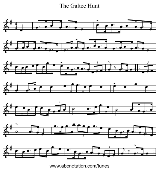 The Galtee Hunt - staff notation