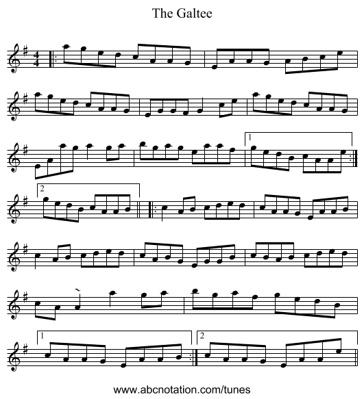 The Galtee - staff notation