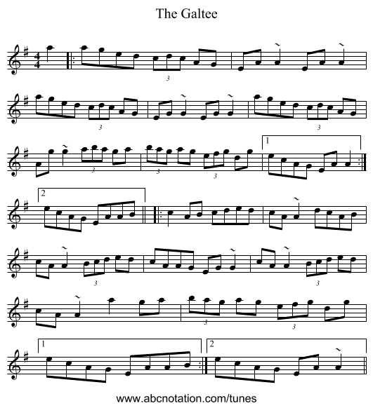 The Galtee - staff notation