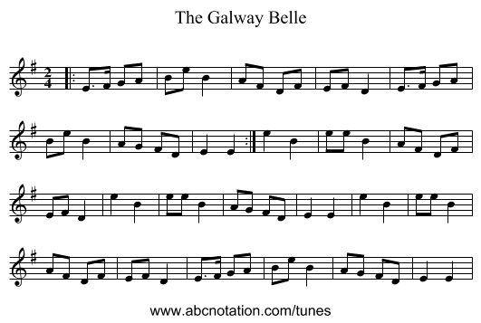 The Galway Belle - staff notation