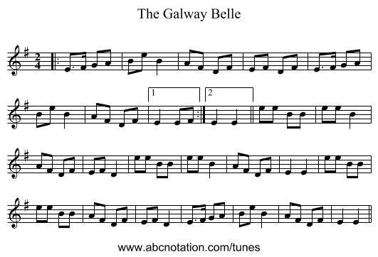 The Galway Belle - staff notation