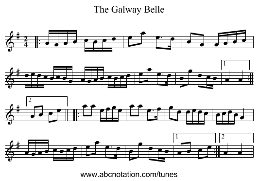 The Galway Belle - staff notation