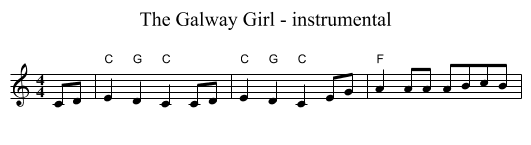 The Galway Girl - instrumental - staff notation