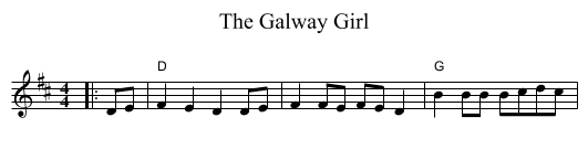 The Galway Girl - staff notation