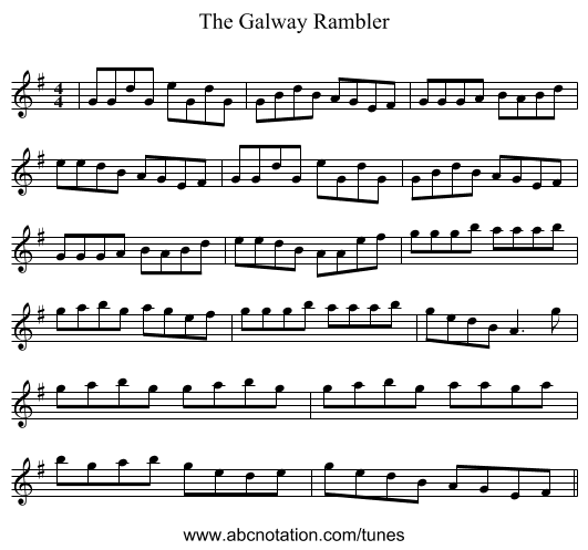 The Galway Rambler - staff notation