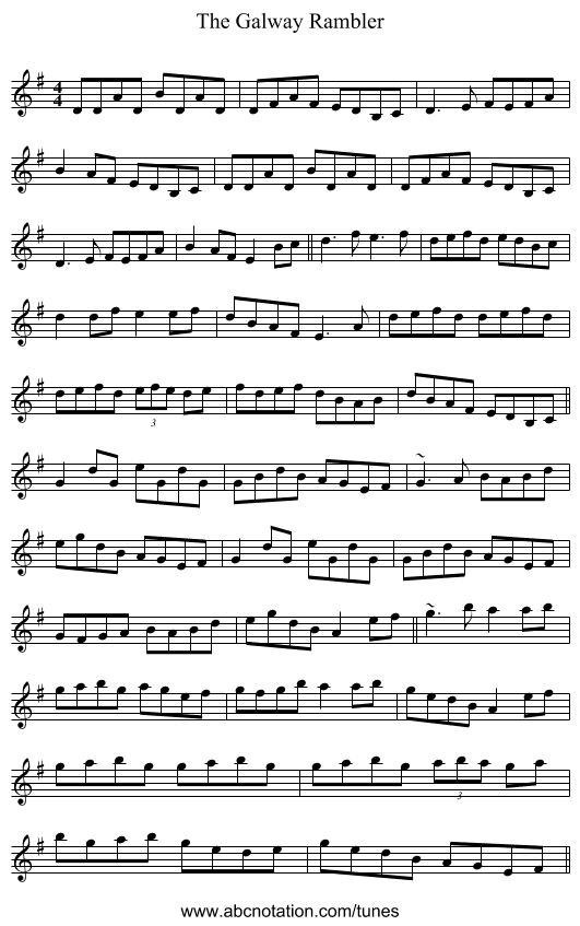 The Galway Rambler - staff notation