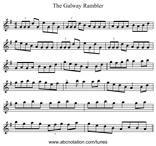 The Galway Rambler - staff notation