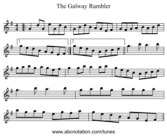 The Galway Rambler - staff notation