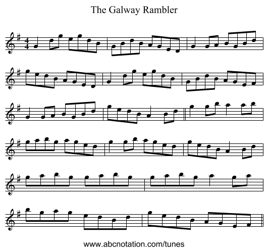 The Galway Rambler - staff notation