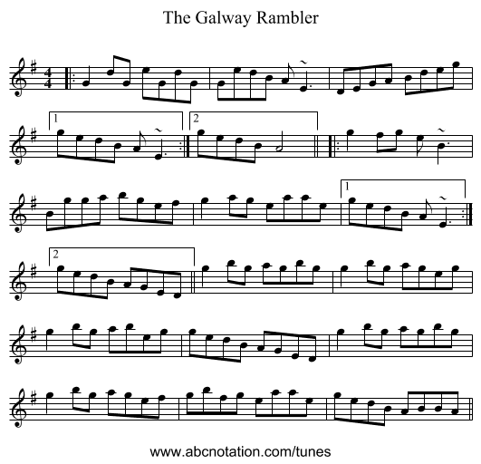 The Galway Rambler - staff notation