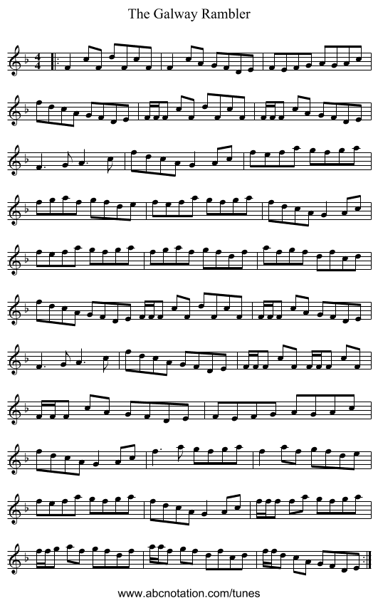 The Galway Rambler - staff notation